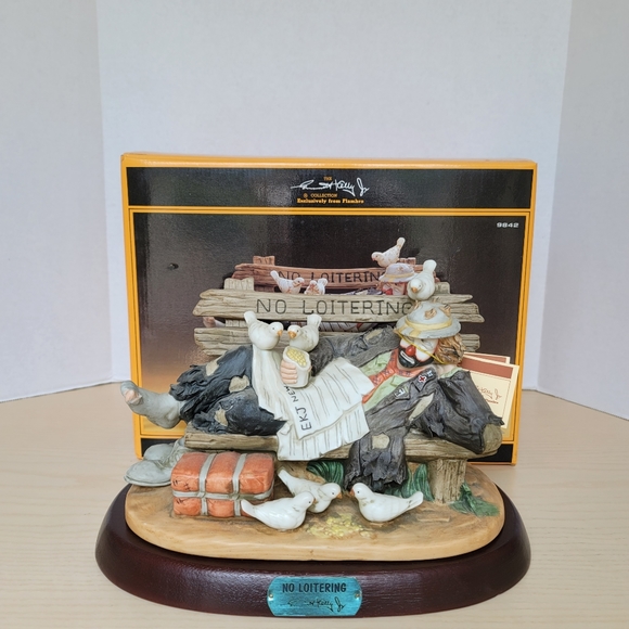 Emmett Kelly Jr. By Flambro No Loitering Clown Signed Porcelain Figurine - Picture 3 of 17